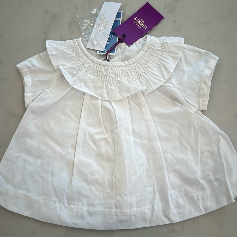 Jacadi NWT 6M white smocked collar blouse